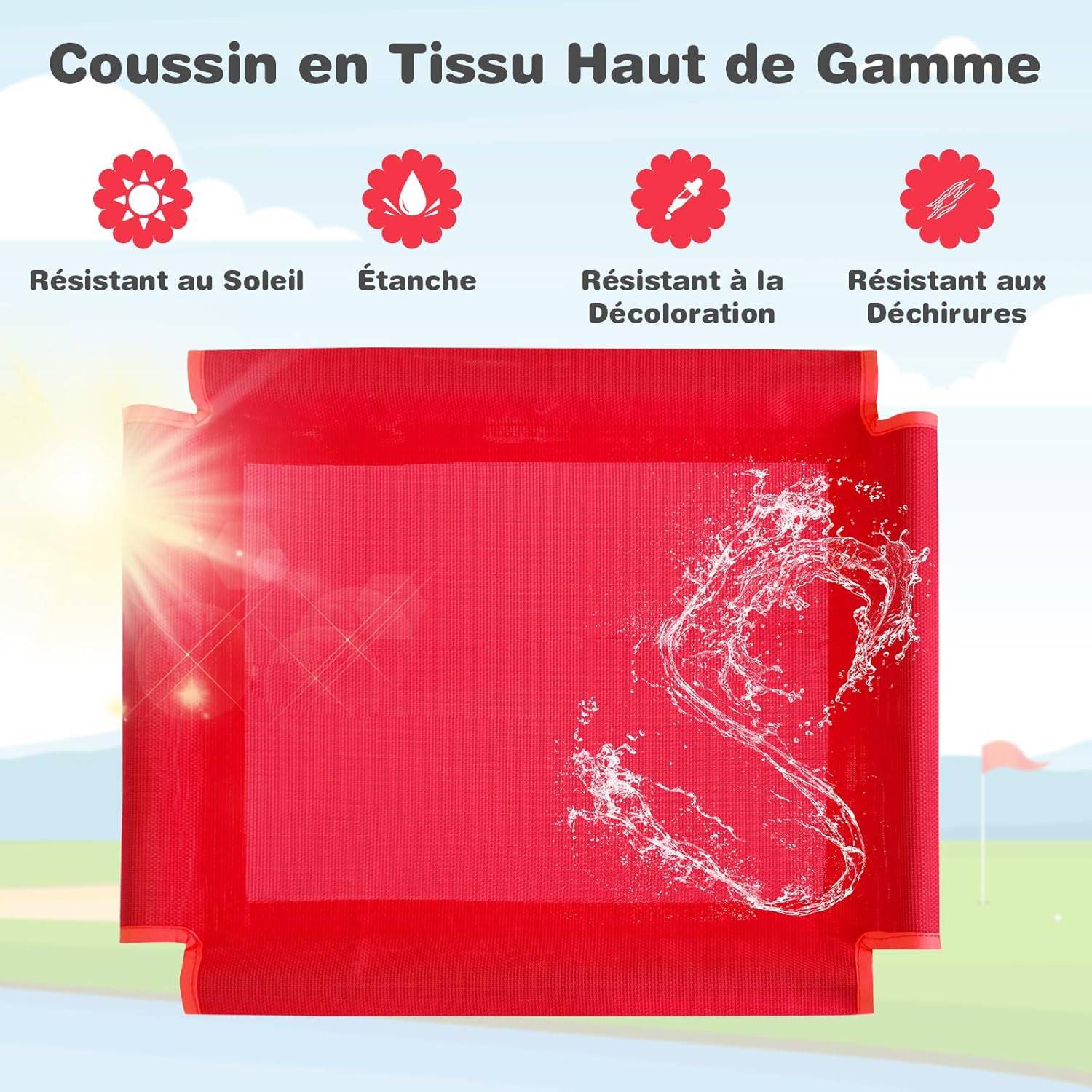Dôme d'escalade Enfants avec Toboggan, Cage d'escalade avec Coussin en Tissu, Charge 180kg, Aire de Jeux Extérieure et Intérieure, Rouge - Image 5