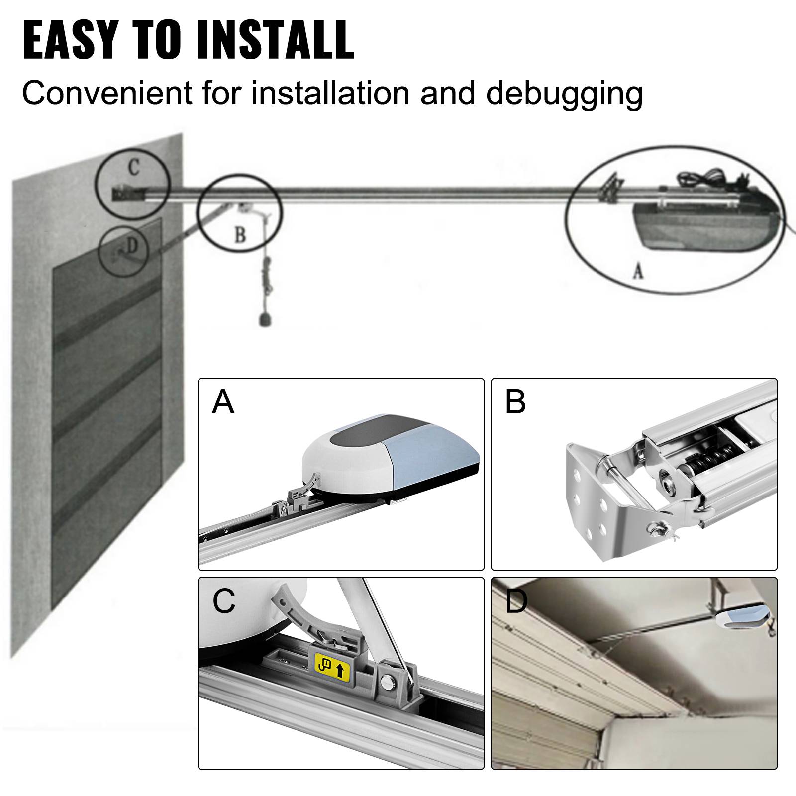 VEVOR Motorisation portail garage 800N, code roulant. Pour porte basculante/sectionnelle. 154W max. - Image 6