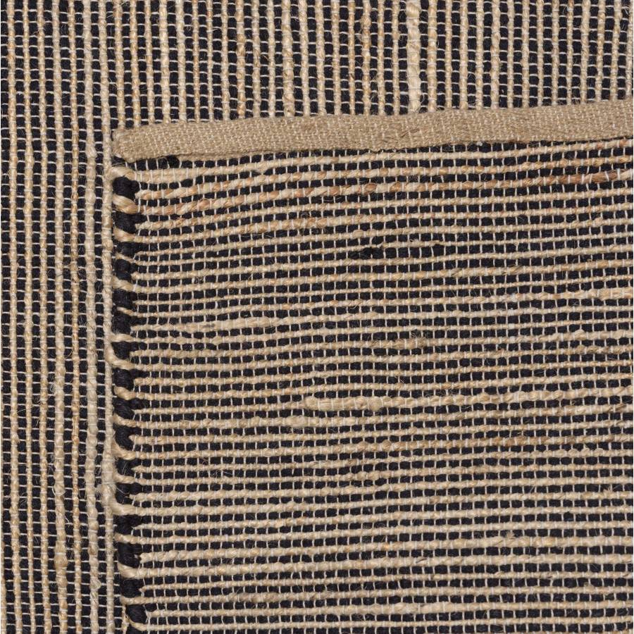 Macabane - QUENTIN - Tapis rect. 200x290cm en jute et coton couleur sable et noir - Imagen 5