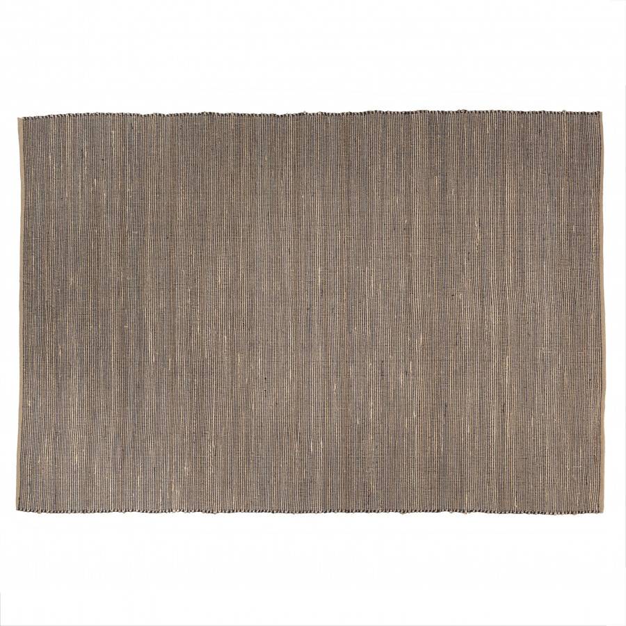 Macabane - QUENTIN - Tapis rect. 200x290cm en jute et coton couleur sable et noir - Imagen 1