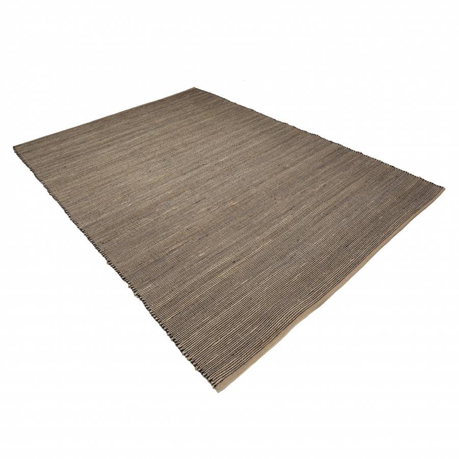 Macabane - QUENTIN - Tapis rect. 200x290cm en jute et coton couleur sable et noir - Imagen 7