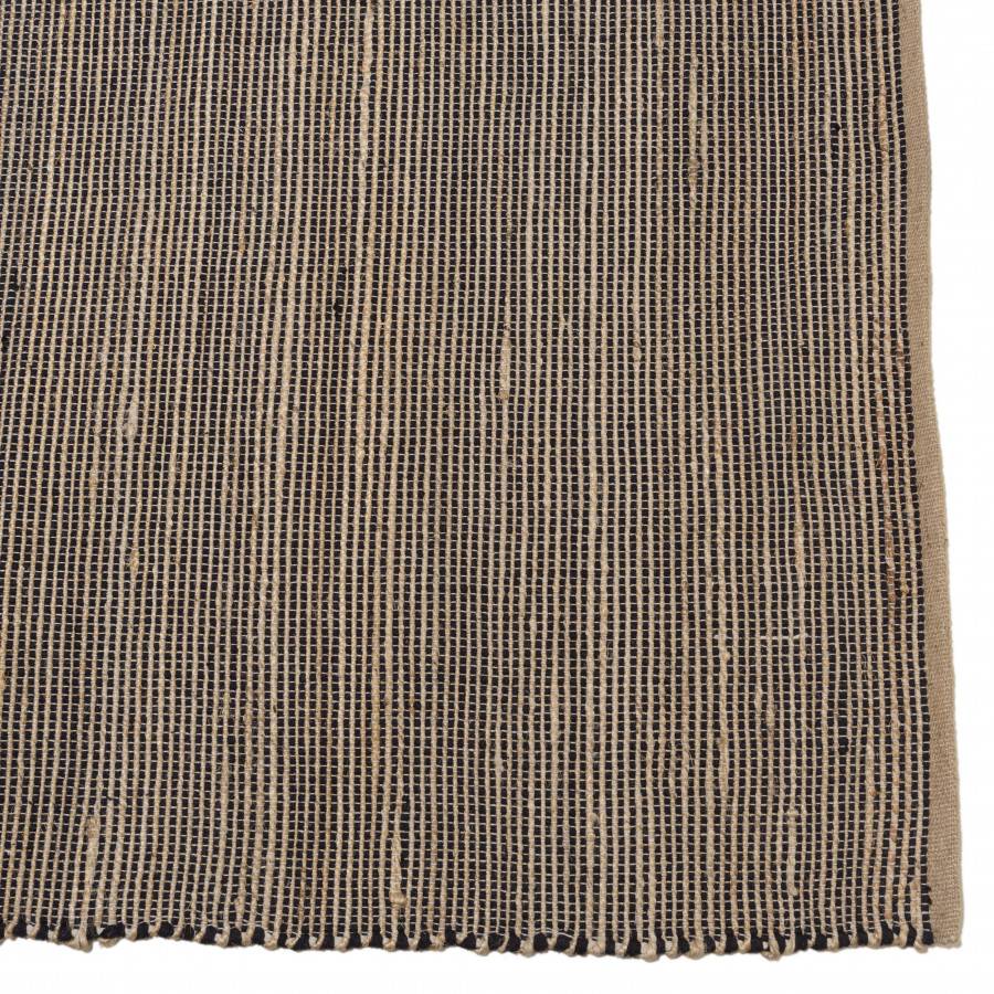 Macabane - QUENTIN - Tapis rect. 200x290cm en jute et coton couleur sable et noir - Imagen 4