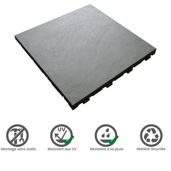 Dalle PVC clipsable autoportante "Effet ardoise" - Gris vert 39 x 39 cm - ArtPlast - Imagen 4