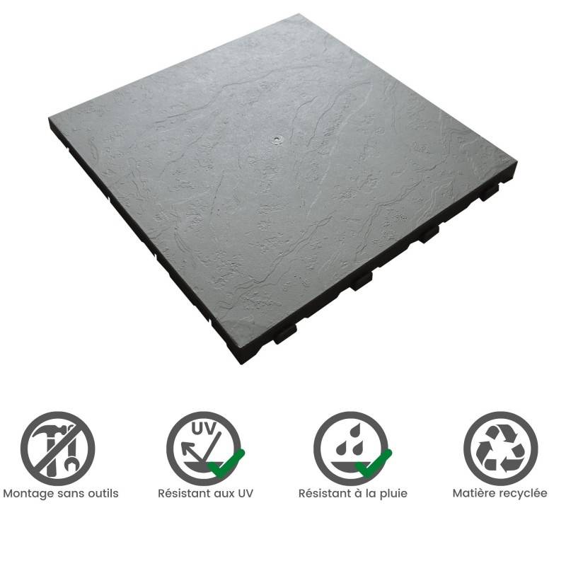 Dalle PVC clipsable autoportante "Effet ardoise" - Gris vert 39 x 39 cm - ArtPlast - Imagen 4