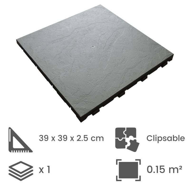 Dalle PVC clipsable autoportante "Effet ardoise" - Gris vert 39 x 39 cm - ArtPlast - Imagen 3