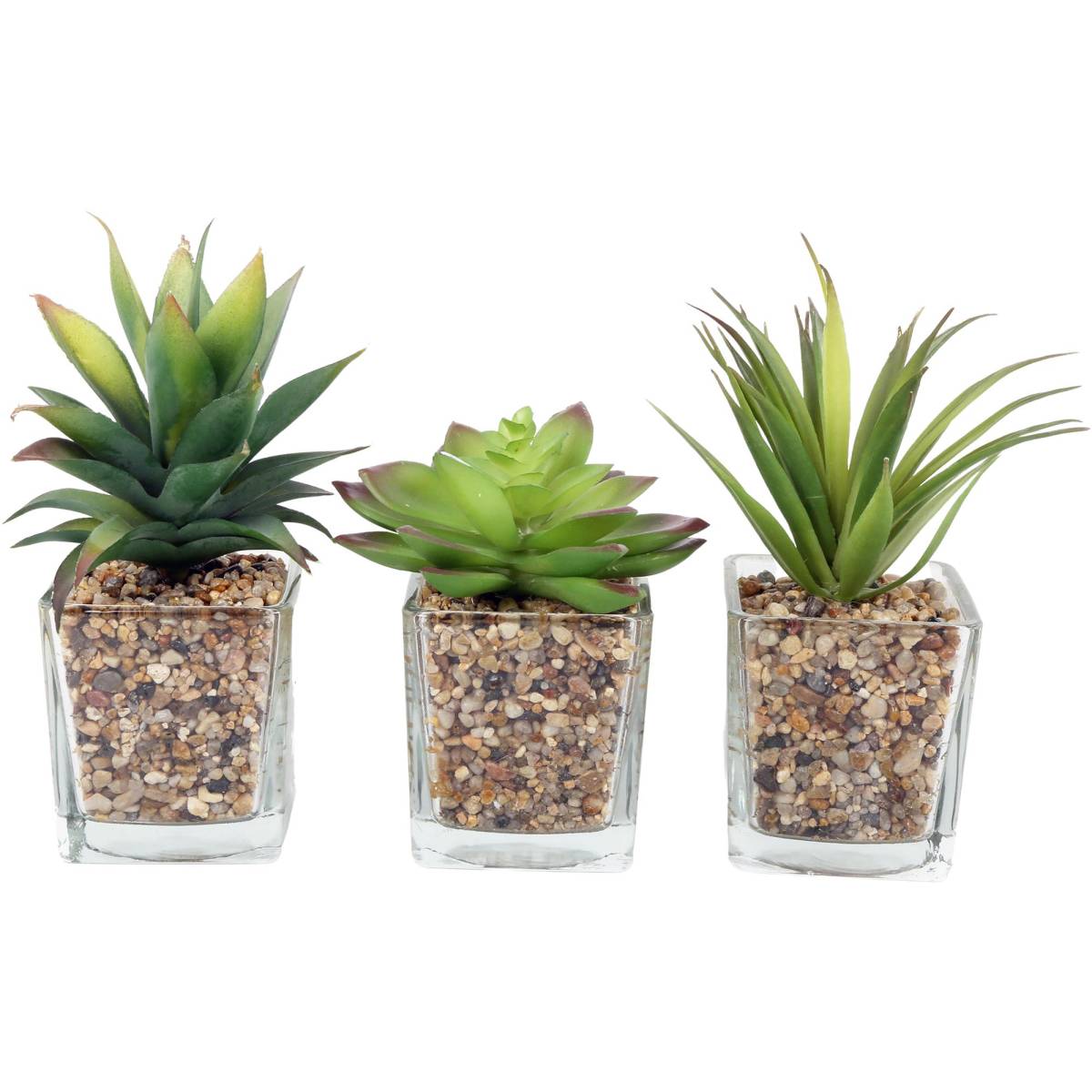Sil - Plantes artificielles dans pot en verre 6.5 x 6.5 x 17 cm (Lot de 3) - Imagen 1