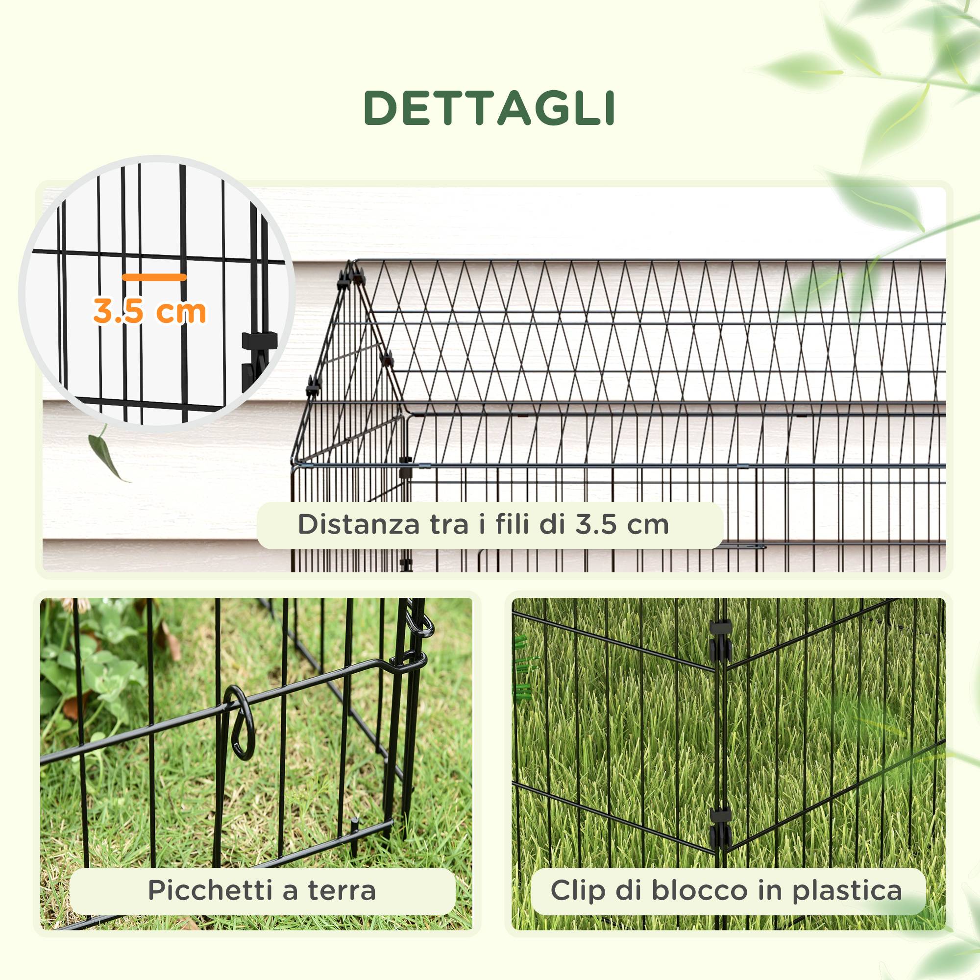 Cage intérieur/extérieur pour lapins avec maison et toit, 220x85x103 cm, argent - Image 9