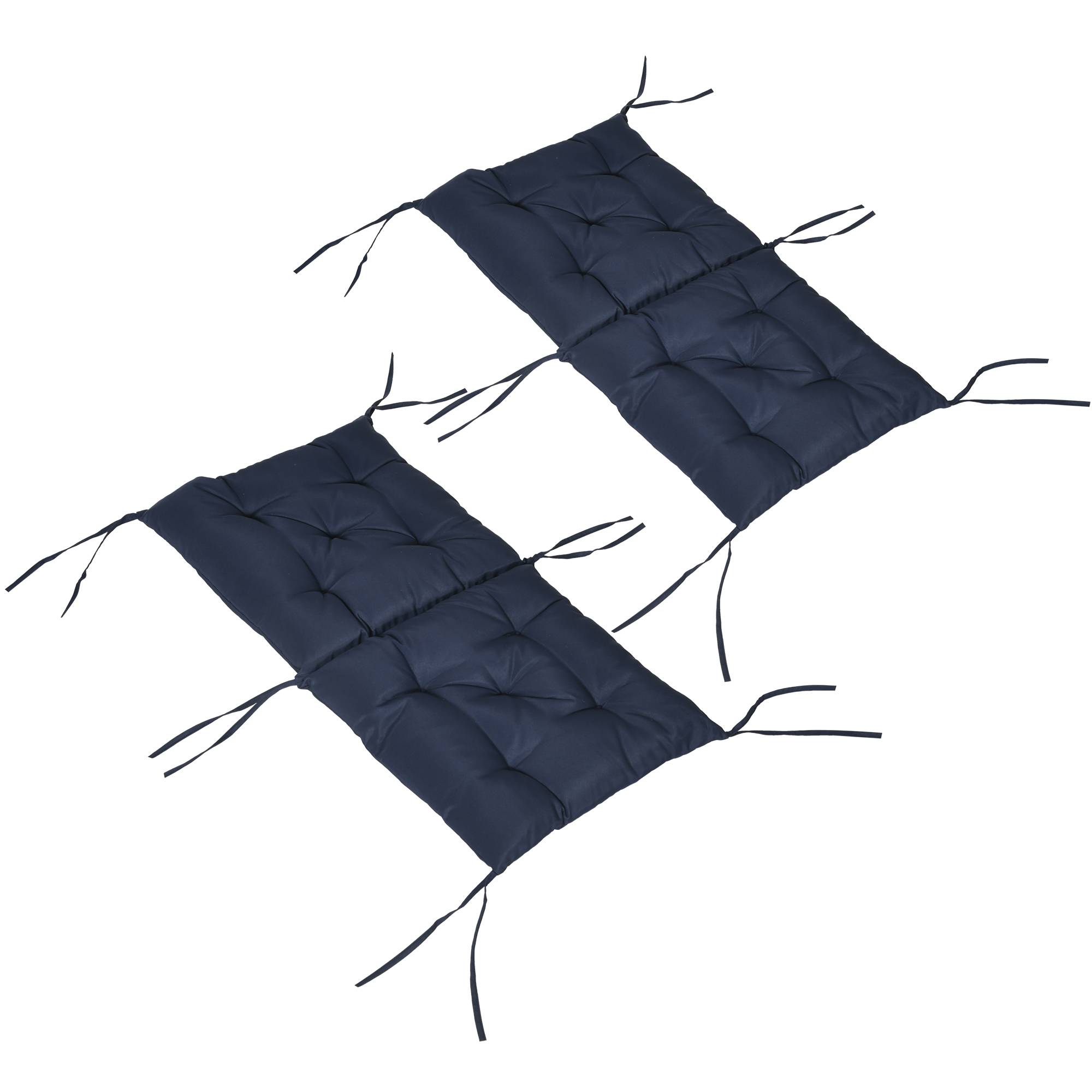 ComfortXL - Lot de 2 coussins de chaise polyester 98 x 50 x 8 cm bleu foncé intérieur extérieur avec liens de fixation - Image 2