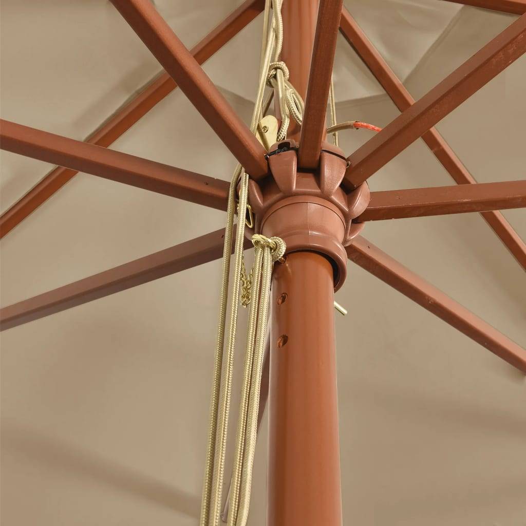 Parasol de jardin bois taupe 400 x 400 x 273 cm - PANGIVO - Image 6