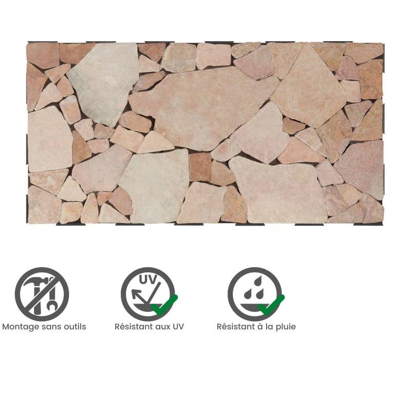 Dalle pierre mosaïque Snap & Go 30x60 cm (lot de 2) - Rose - Snap & Go - Imagen 3