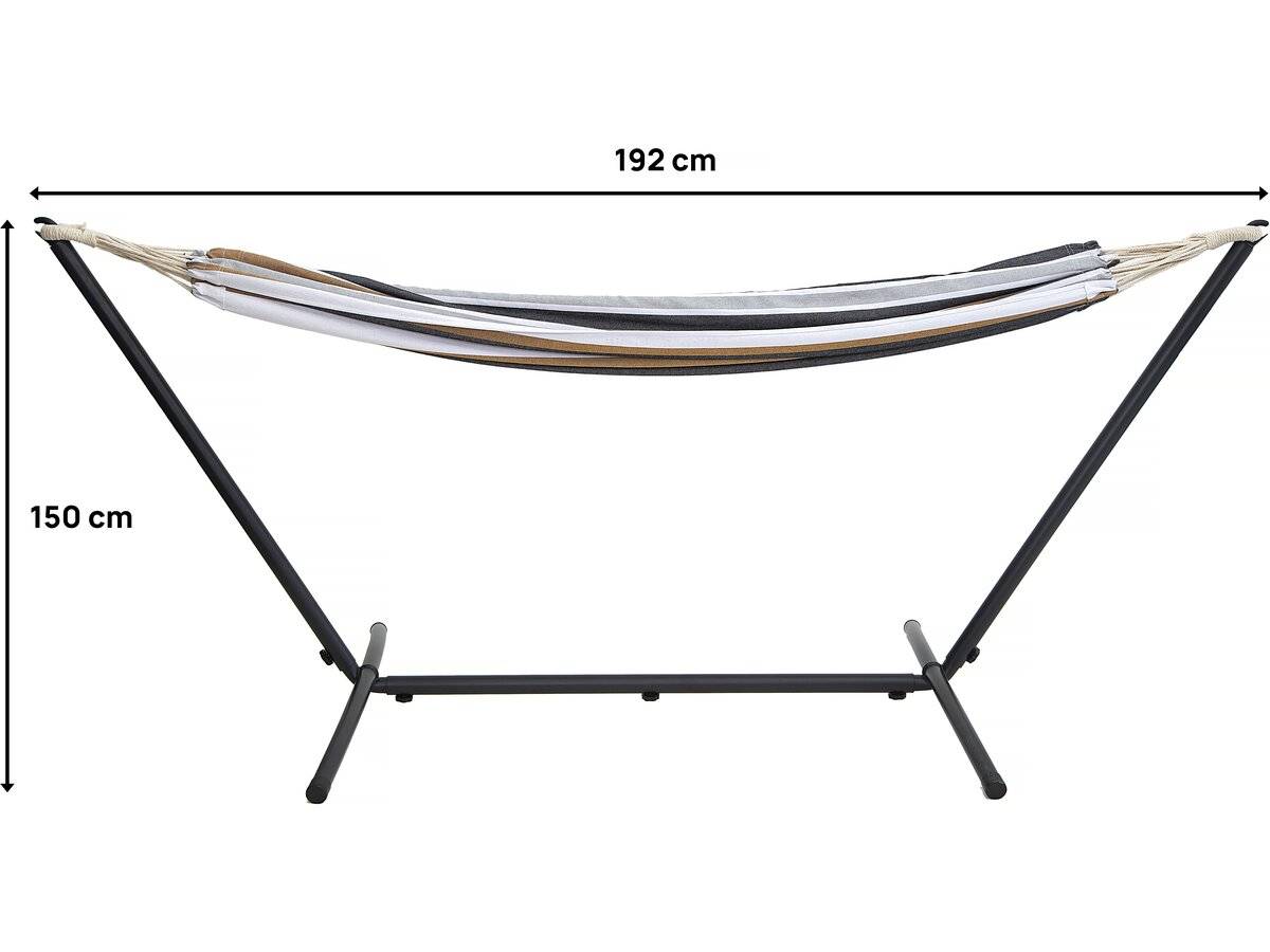Habitat Et Jardin - Hamac Avec Support En Métal 150 X 200 Cm-  Marron Et Blanc -habitat Et Jardin - Imagen 3