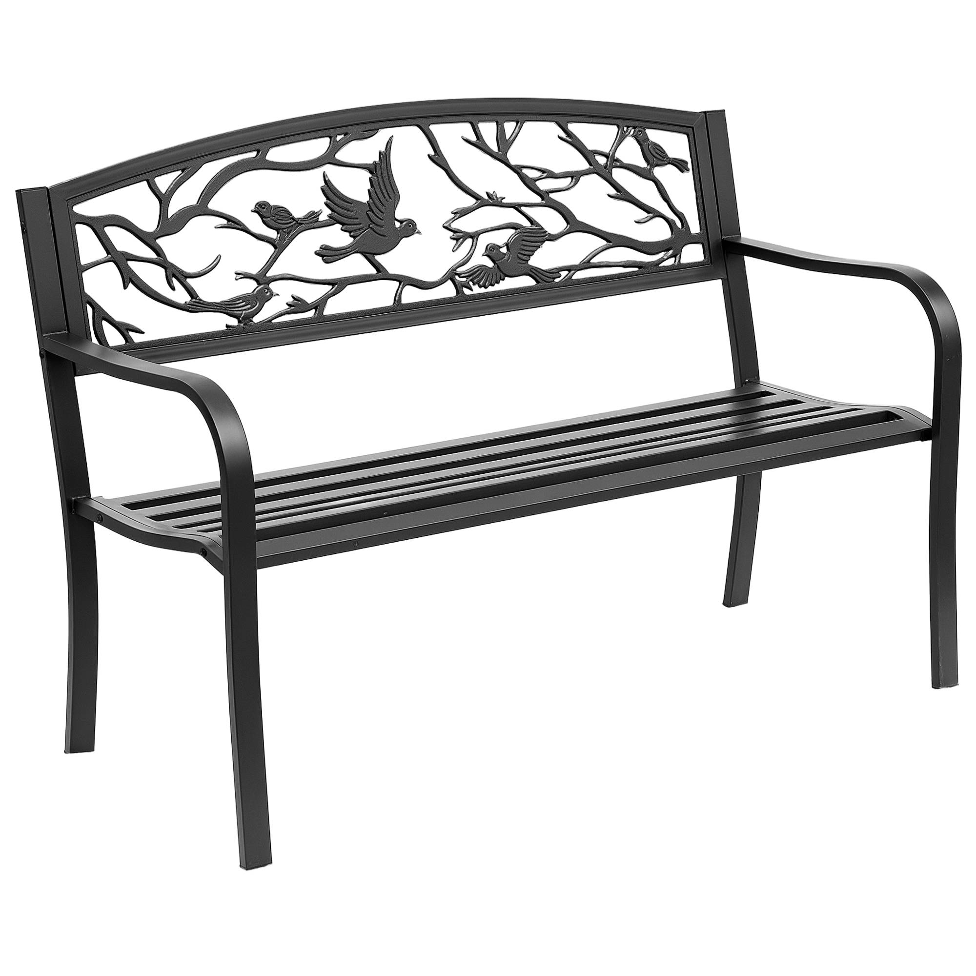 ComfortXL - Banc de jardin métal époxy pour terrasse et balcon assise à lattes 127cm noir - ComfortXL Outdoor Living