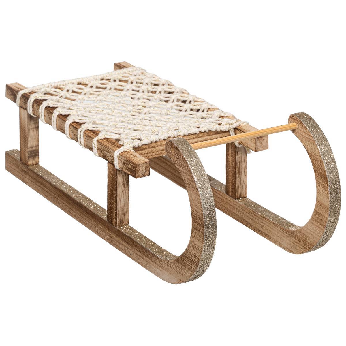 Feeric Christmas - Objet Bois Luge Corde L 40 cm - Feeric Lights & Christmas