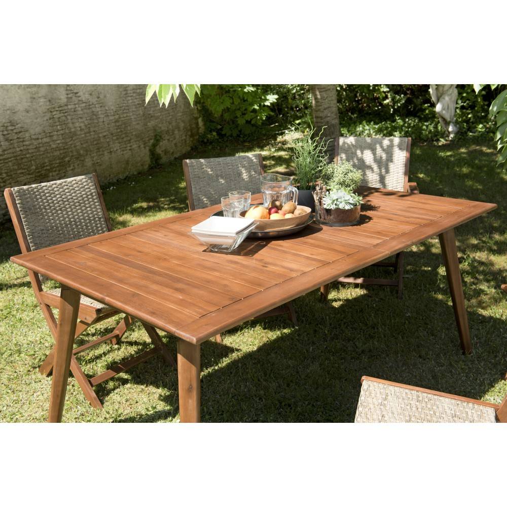 VICK - Table de jardin 8/10 personnes 180/240x100x75 cm en bois d'acacia - Image 8