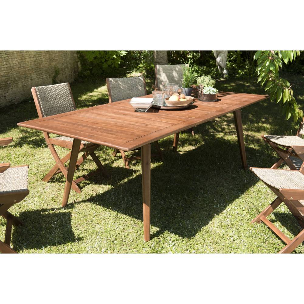VICK - Table de jardin 8/10 personnes 180/240x100x75 cm en bois d'acacia - Image 2