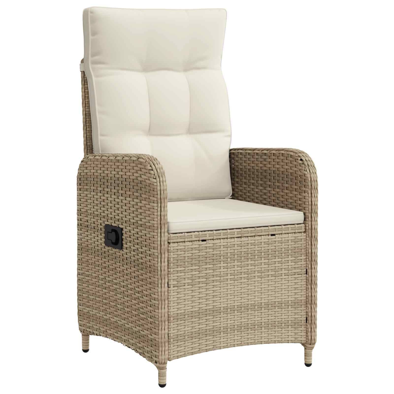 Chaise de jardin inclinable acier et polyester beige et blanc crème 57 x 63 x 94 cm - PANGIVO - Image 2