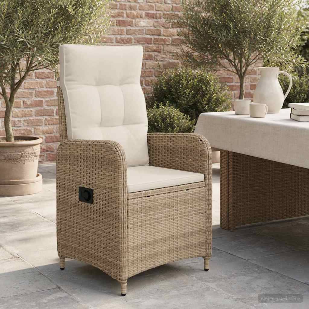 Chaise de jardin inclinable acier et polyester beige et blanc crème 57 x 63 x 94 cm - PANGIVO - Image 3
