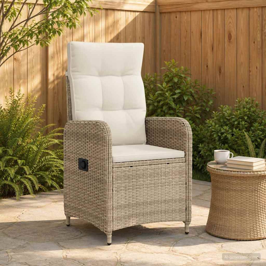 Chaise de jardin inclinable acier et polyester beige et blanc crème 57 x 63 x 94 cm - PANGIVO - Image 1