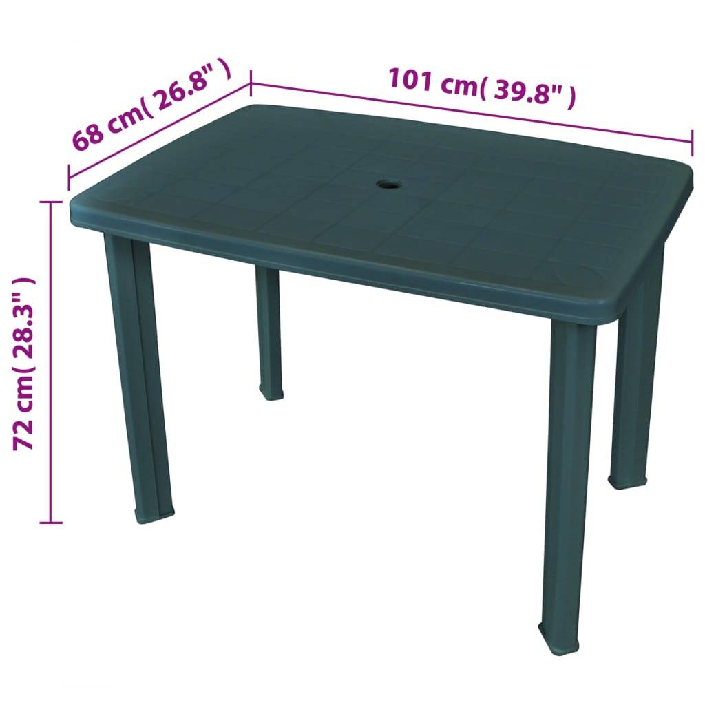 Maison Chic - Table de jardin | Table d'extérieur Vert 101 x 68 x 72 cm Plastique - Image 5