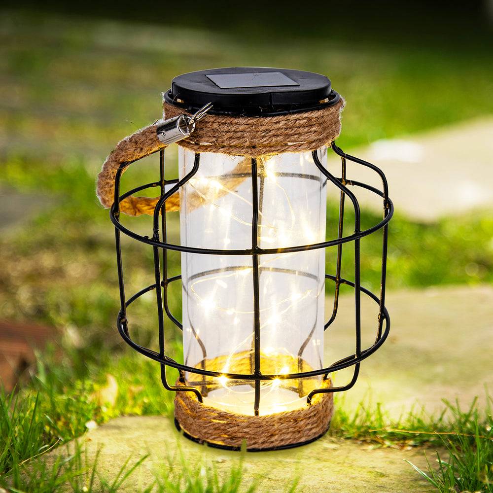 Lumisky - Lanterne solaire décorative LIGHTHOUSE Bois Corde H20cm - Imagen 3