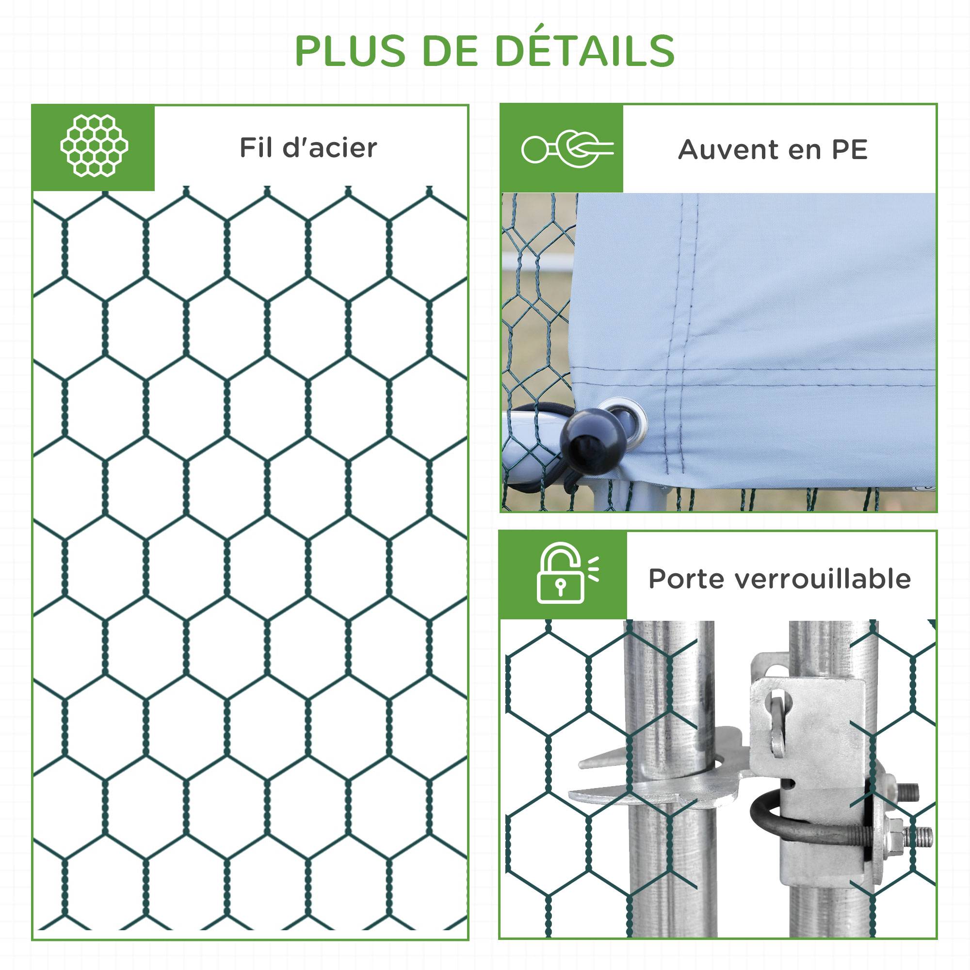Volière pour volailles acier galvanisé gris 800 x 300 x 200 cm - PANGIVO - Image 9