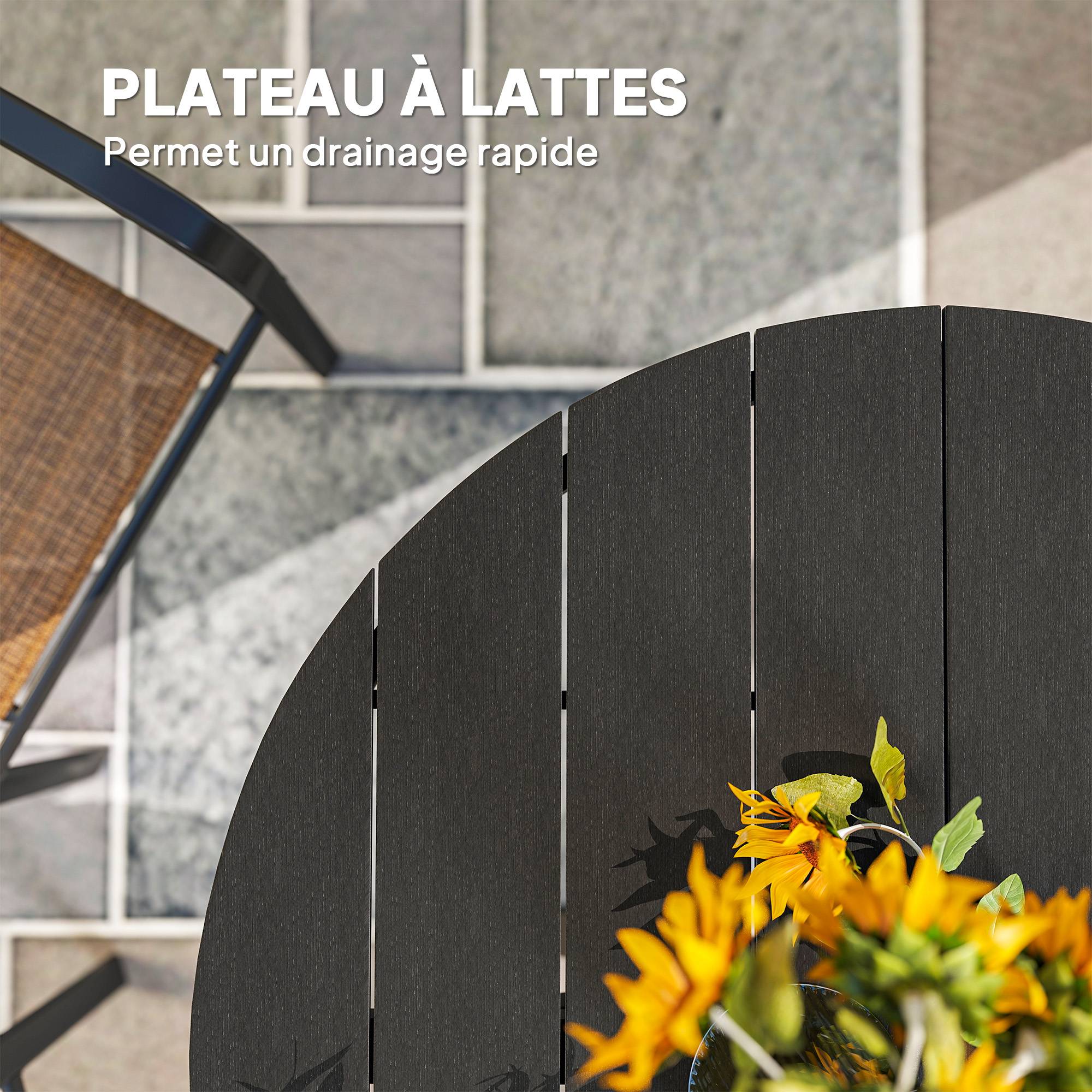 Table à manger ronde en aluminium pour repas convivial séchage rapide Ø118cm noir - ComfortXL Outdoor Living - Image 7