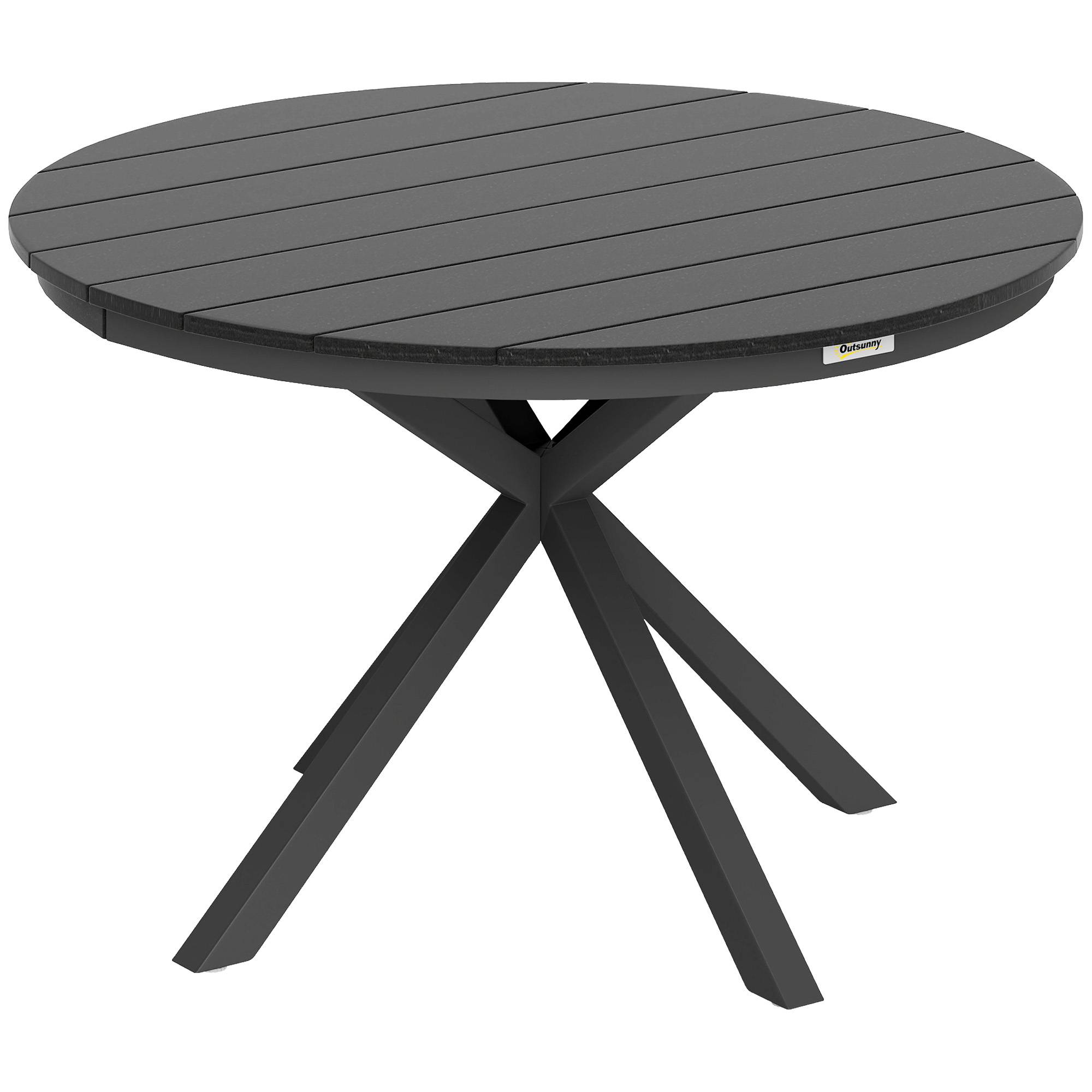 Table à manger ronde en aluminium pour repas convivial séchage rapide Ø118cm noir - ComfortXL Outdoor Living - Image 2