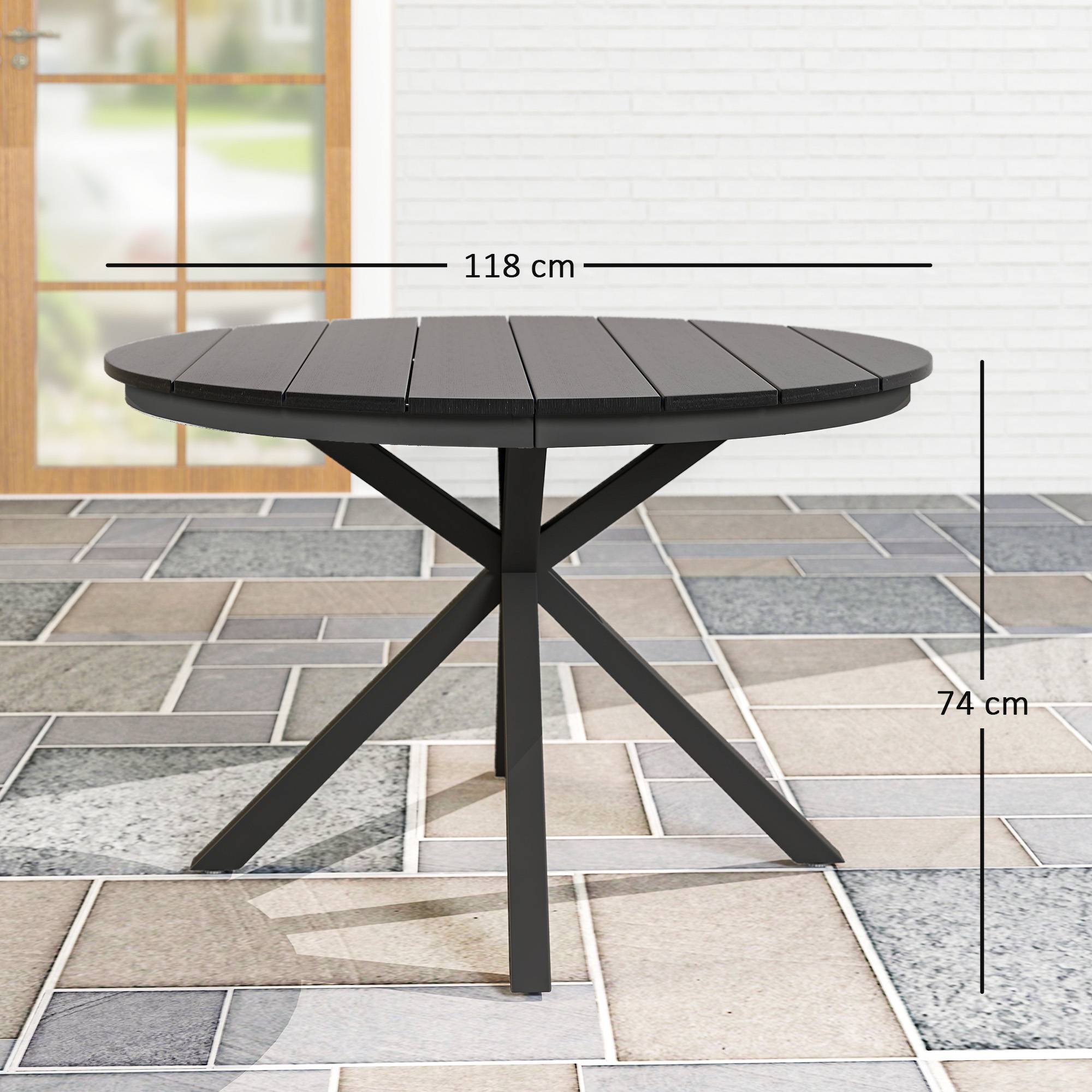 Table à manger ronde en aluminium pour repas convivial séchage rapide Ø118cm noir - ComfortXL Outdoor Living - Image 5