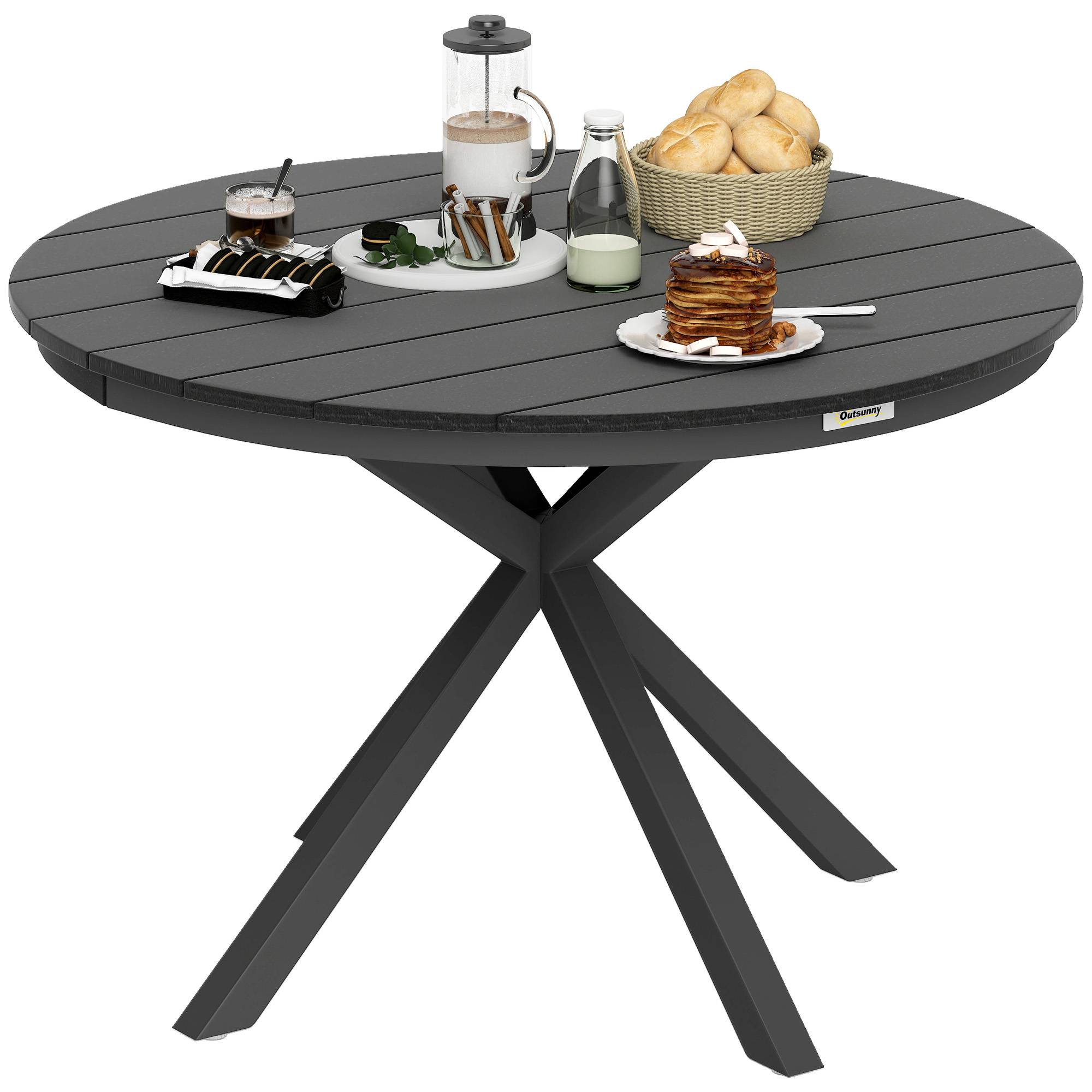 Table à manger ronde en aluminium pour repas convivial séchage rapide Ø118cm noir - ComfortXL Outdoor Living - Image 1