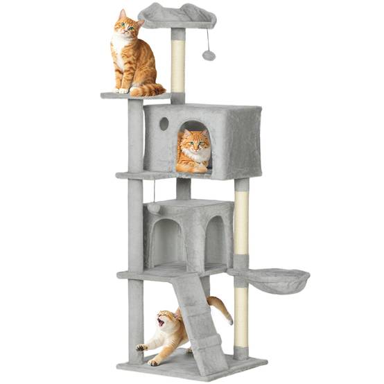 Arbre à chat sisal et peluche gris 48 x 48 x 160 cm - PANGIVO - Image 1