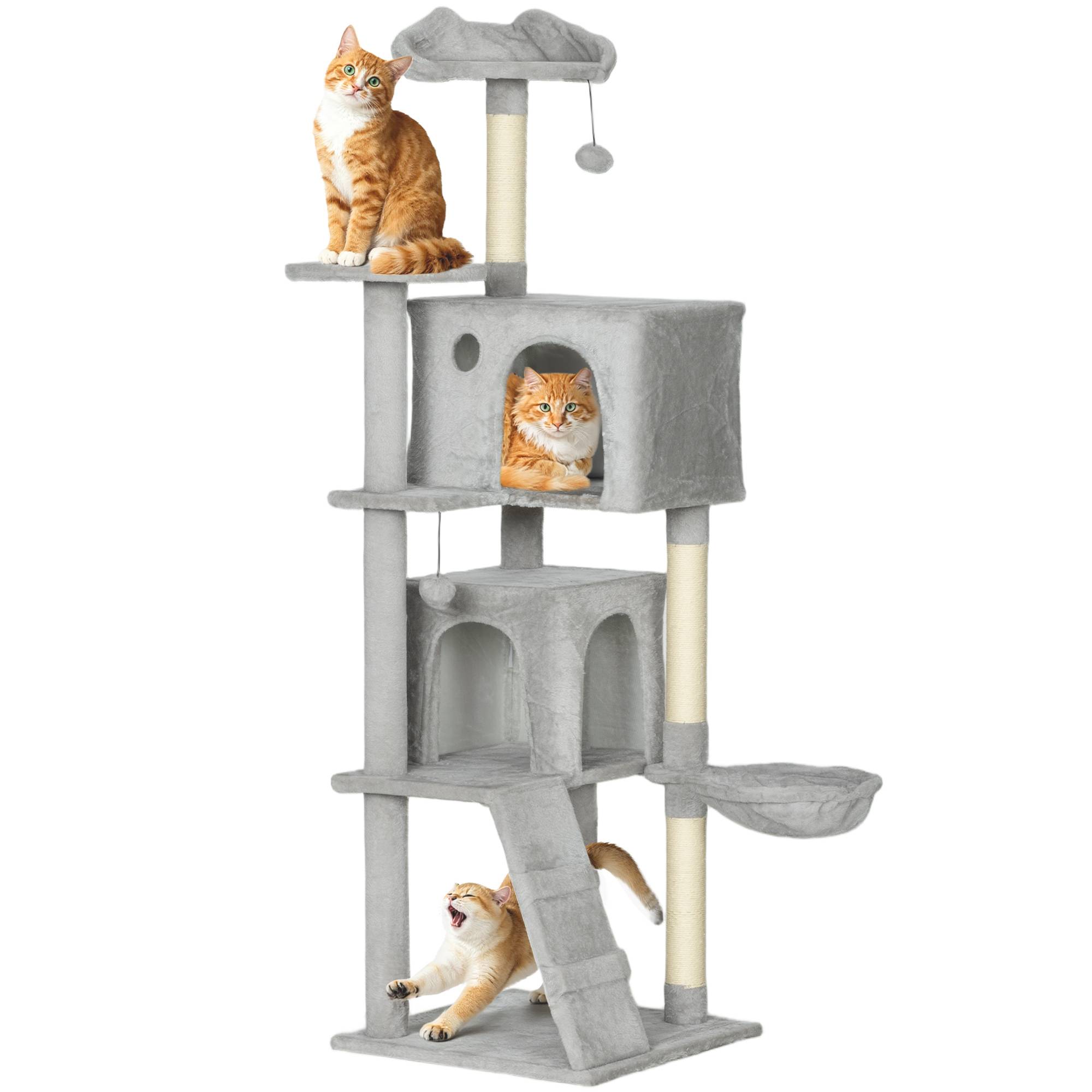Arbre à chat sisal et peluche gris 48 x 48 x 160 cm - PANGIVO - Image 1