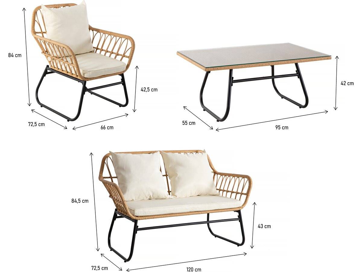 Habitat Et Jardin - Salon De Jardin Rotin "melo" - 4 Personnes - Blanc/marron -habitat Et Jardin - Imagen 3