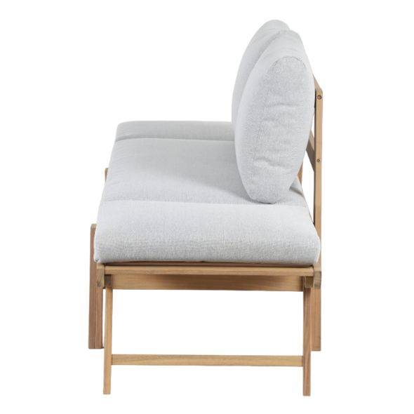 Beau Rivage - Banquette modulable MOLA en bois d'acacia coussins gris clair chiné Beau Rivage - Imagen 7