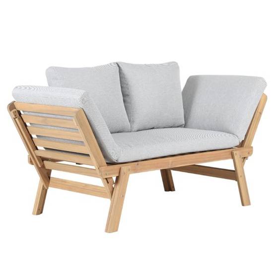 Beau Rivage - Banquette modulable MOLA en bois d'acacia coussins gris clair chiné Beau Rivage - Imagen 1