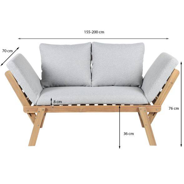 Beau Rivage - Banquette modulable MOLA en bois d'acacia coussins gris clair chiné Beau Rivage - Imagen 3