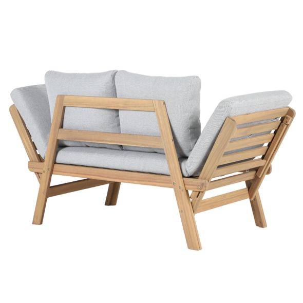Beau Rivage - Banquette modulable MOLA en bois d'acacia coussins gris clair chiné Beau Rivage - Imagen 5