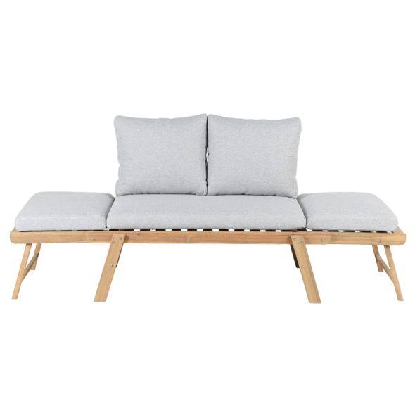 Beau Rivage - Banquette modulable MOLA en bois d'acacia coussins gris clair chiné Beau Rivage - Imagen 4