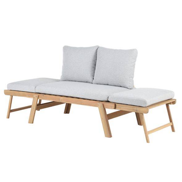 Beau Rivage - Banquette modulable MOLA en bois d'acacia coussins gris clair chiné Beau Rivage - Imagen 6