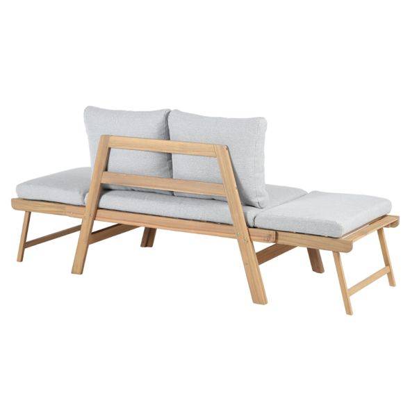 Beau Rivage - Banquette modulable MOLA en bois d'acacia coussins gris clair chiné Beau Rivage - Imagen 8