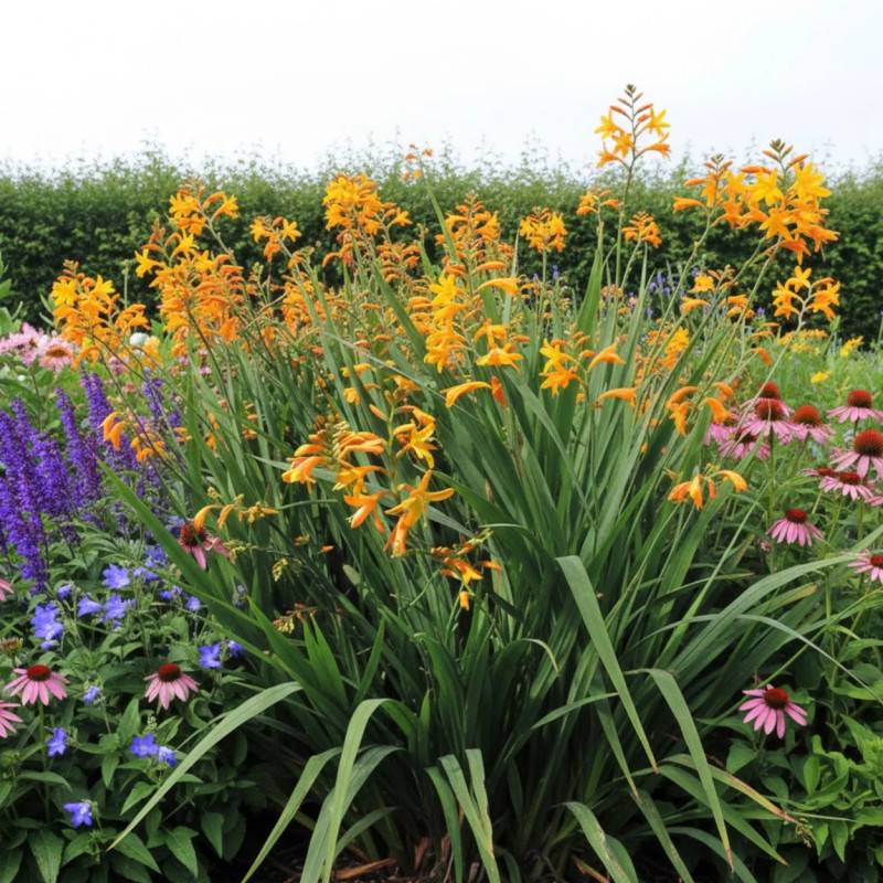 Crocosmia Voyager, Montbretia à fleurs Jaune/Orange - feuillage Caduc - Godet - 5/20 cm - Imagen 1