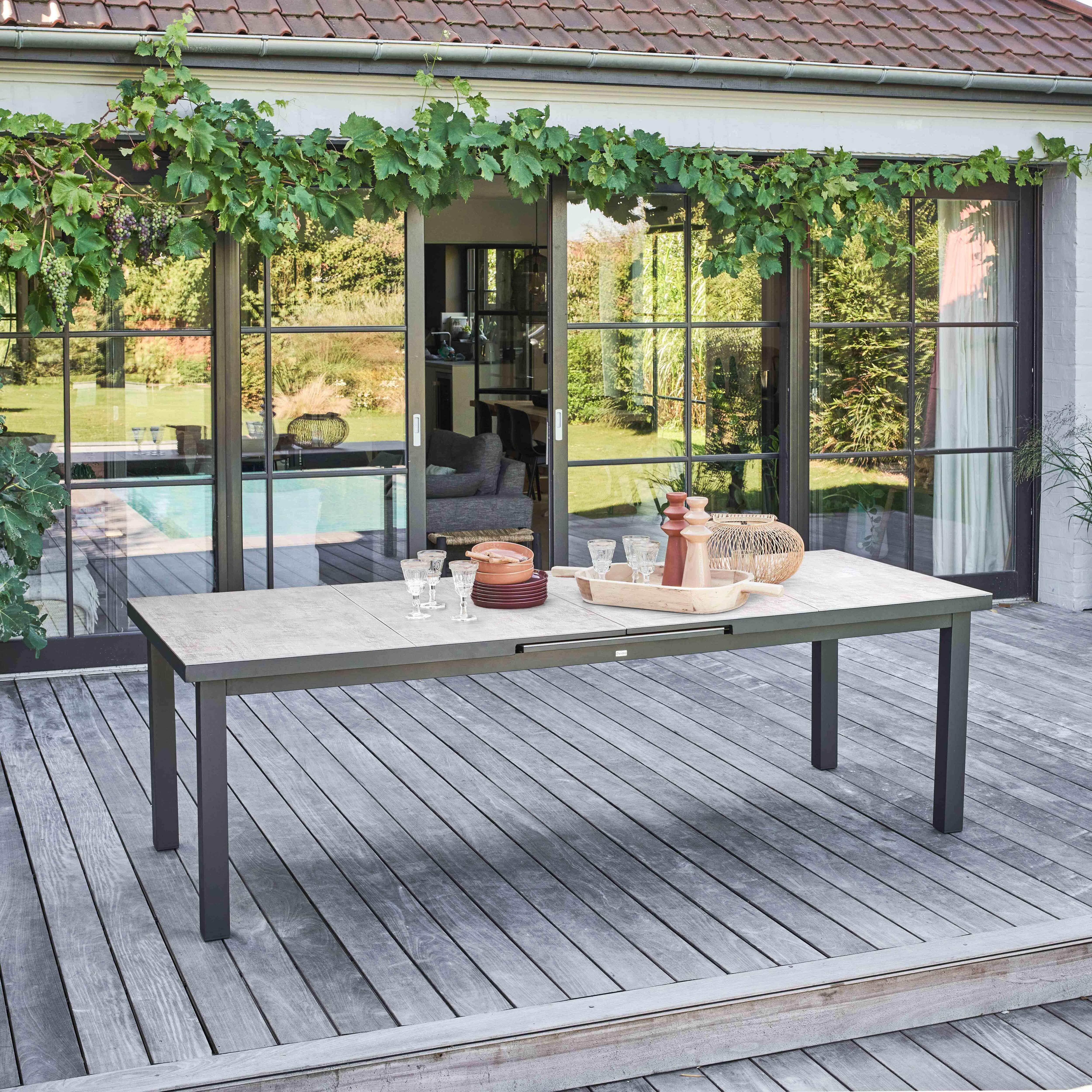 Oviala - Table de jardin rectangulaire extensible béton 12 à 14 places Melbourne - Oviala - Imagen 4