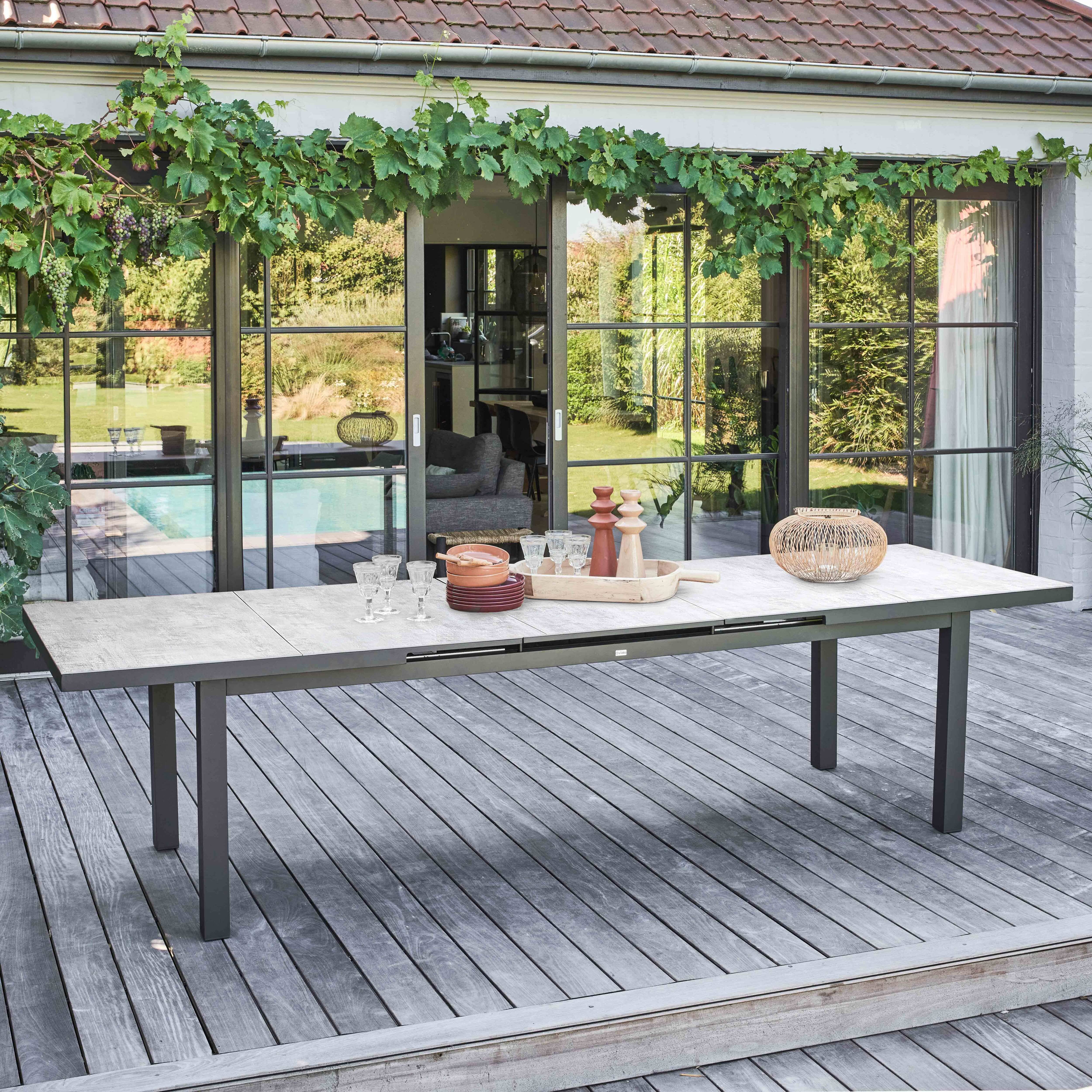 Oviala - Table de jardin rectangulaire extensible béton 12 à 14 places Melbourne - Oviala - Imagen 2