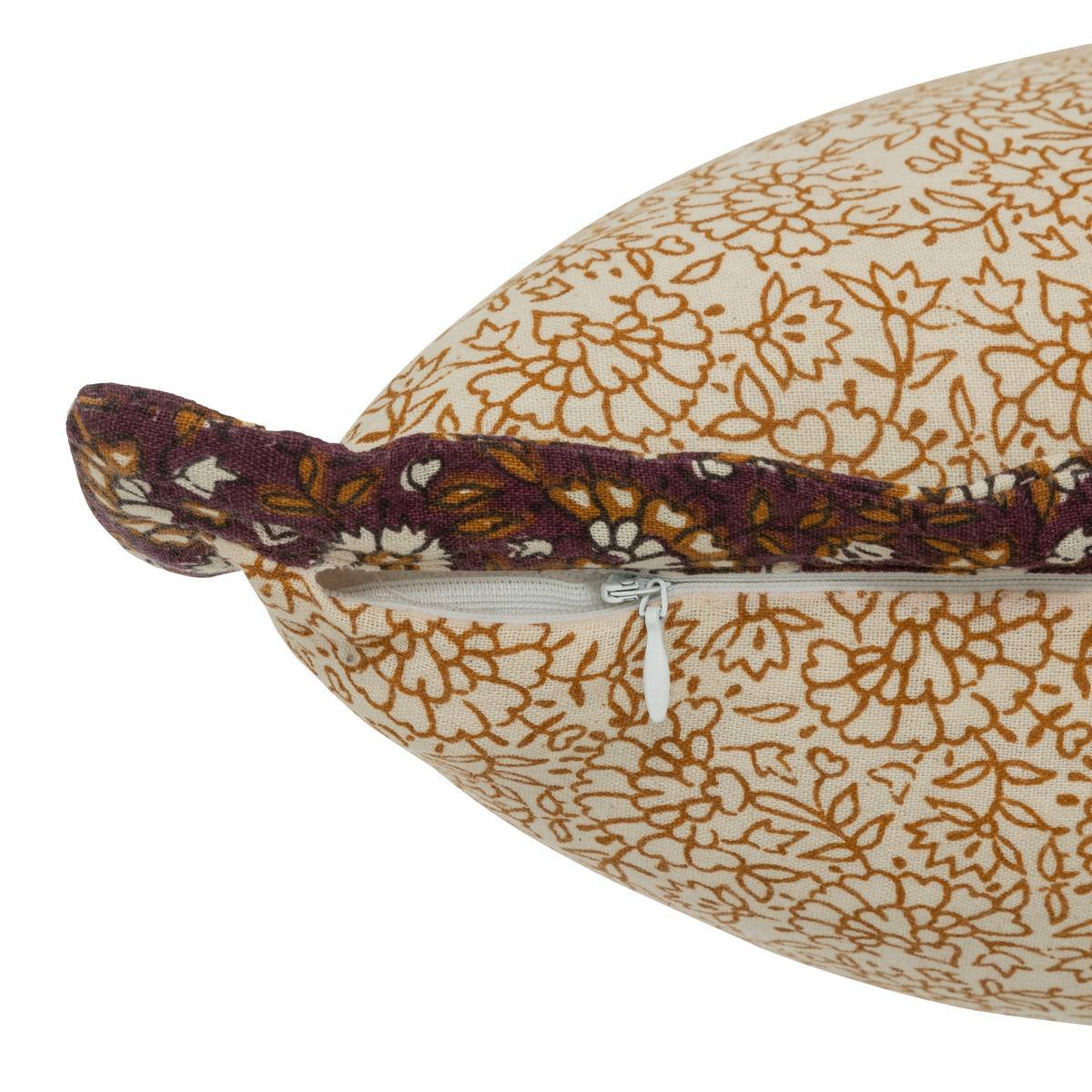 Atmosphera - Coussin décoratif réversible à volant Beige et Cannelle 38 x 58 cm - Imagen 3