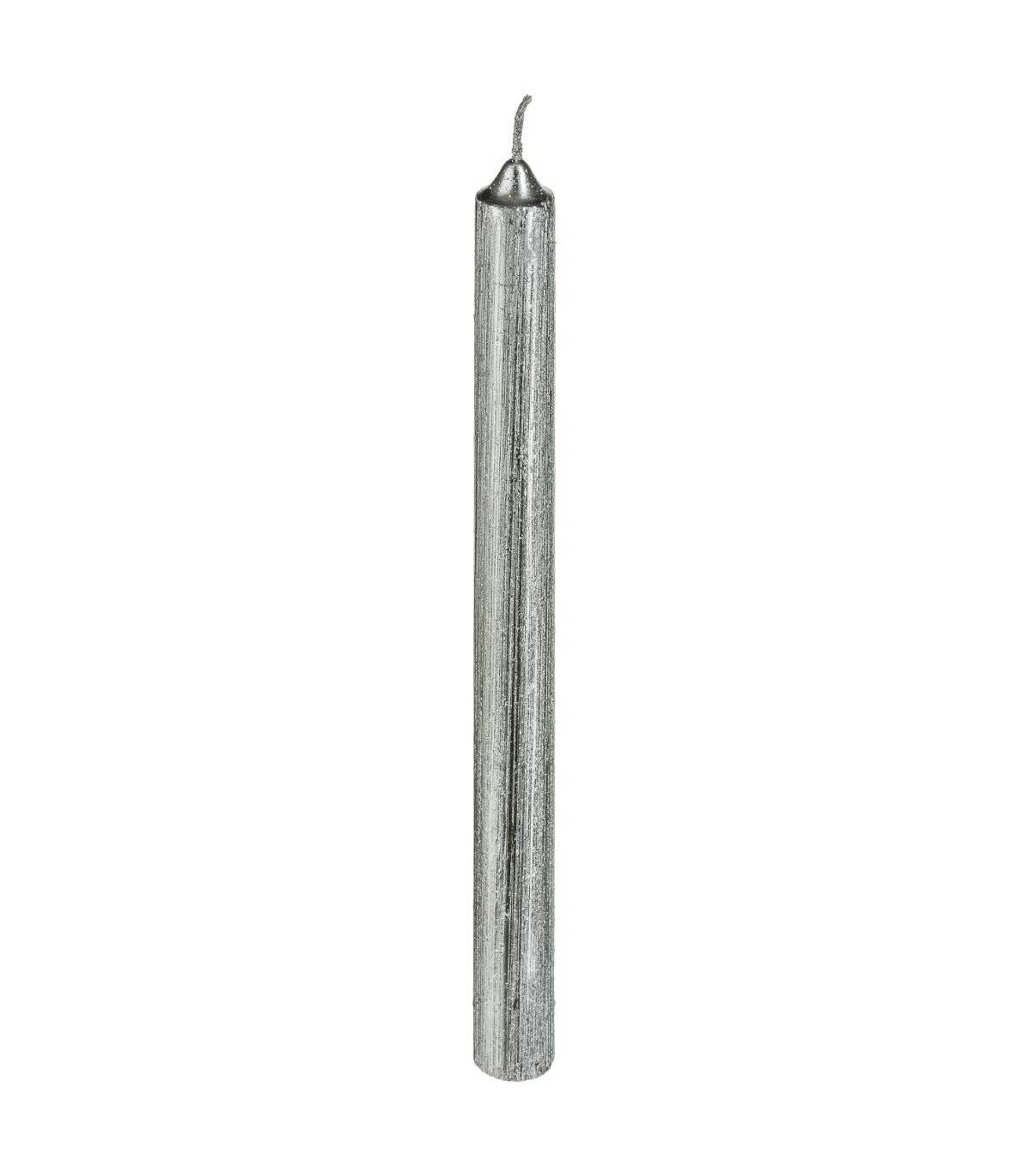 Lot de 4 Bougies Bâtons pailleté et twisté Argent H 25 cm - Image 4