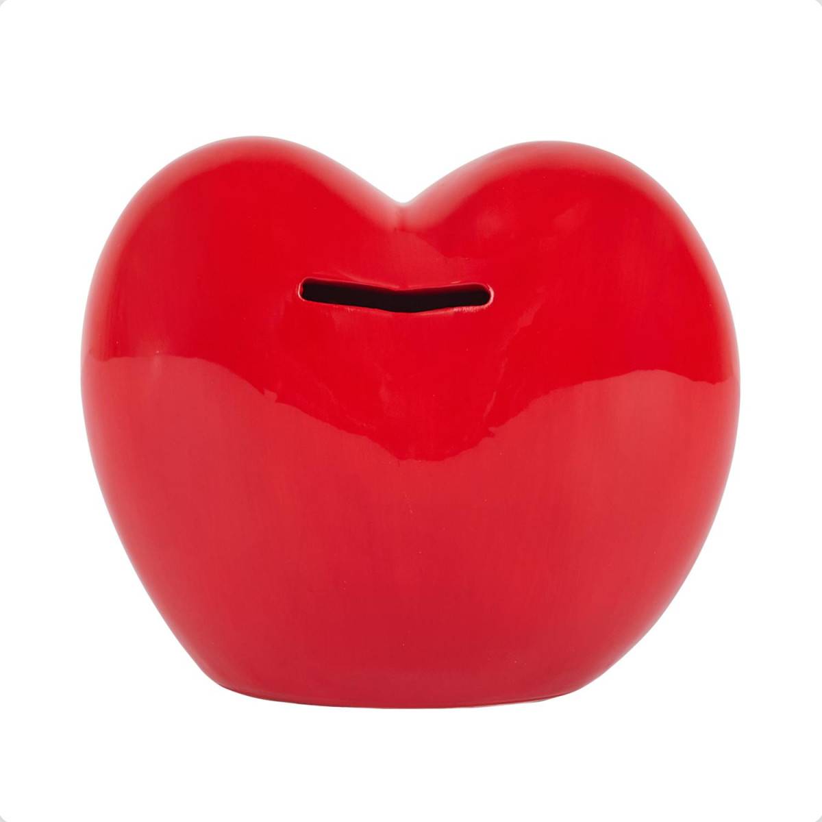 The Concept Factory - Tirelire Déco Cœur "Kawaii" 14cm Rouge - Image 2