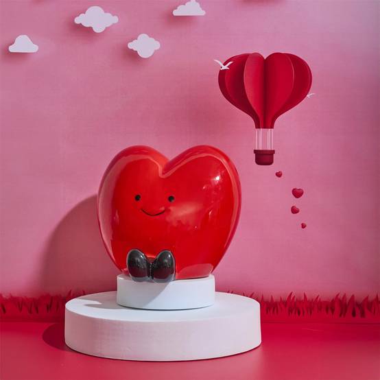 The Concept Factory - Tirelire Déco Cœur "Kawaii" 14cm Rouge - Image 4