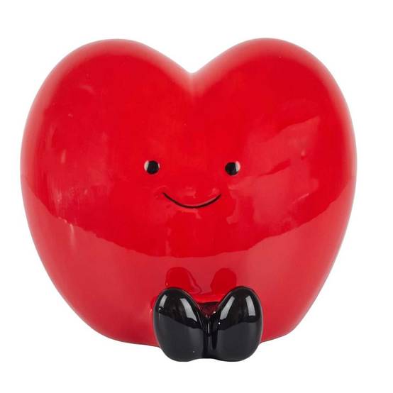 The Concept Factory - Tirelire Déco Cœur "Kawaii" 14cm Rouge - Image 1
