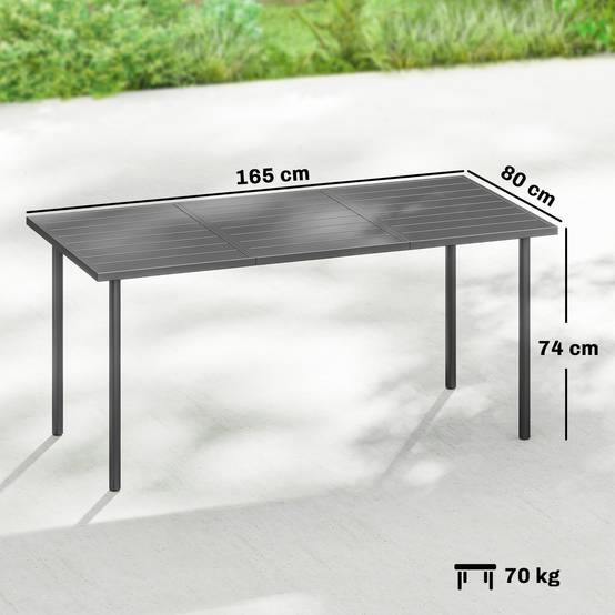 ComfortXL - Table de jardin acier 165 x 80 cm pour terrasse 6 personnes plateau à lattes - ComfortXL Outdoor Living - Image 5