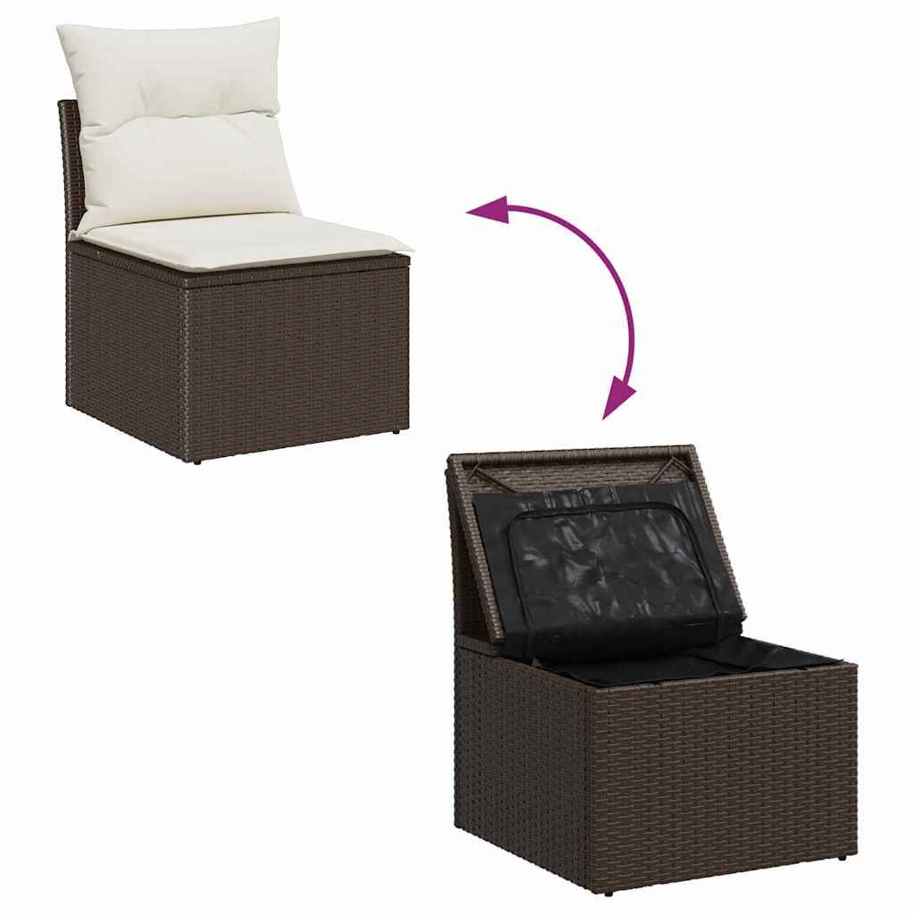 Salon de jardin 8 places en résine tressée et acier pour terrasse Marron et blanc – ComfortXL Outdoor Living - Image 3