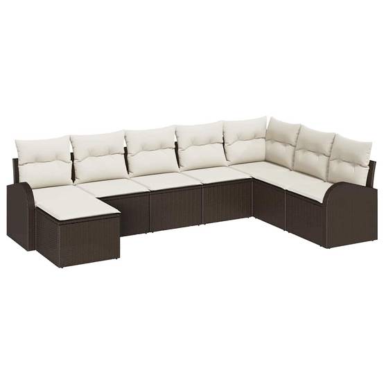 Salon de jardin 8 places en résine tressée et acier pour terrasse Marron et blanc – ComfortXL Outdoor Living - Image 2